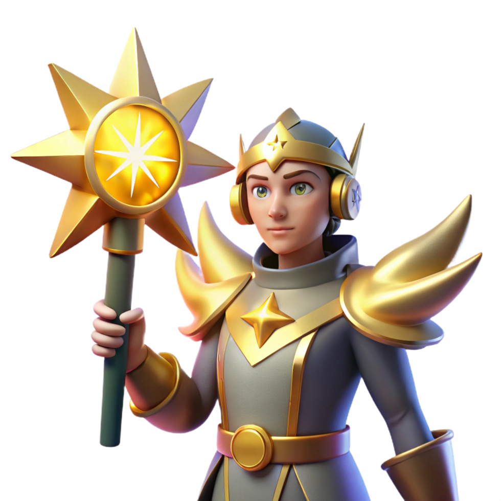 wonderful modern extraordinary abstract 3D Render of a Young Star King authentic detailed png