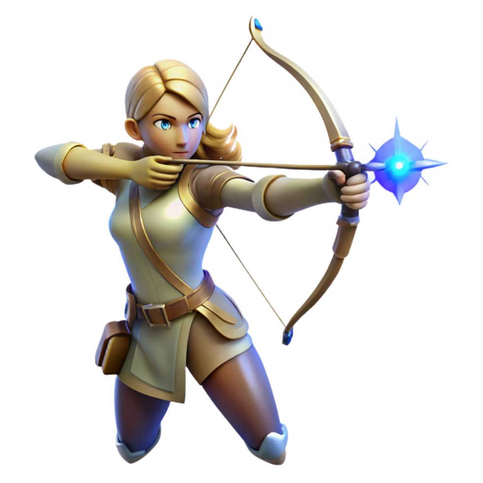 magnificent abstract extraordinary modern 3D Render Archer Woman, Fantasy Game Asset high quality 4K png