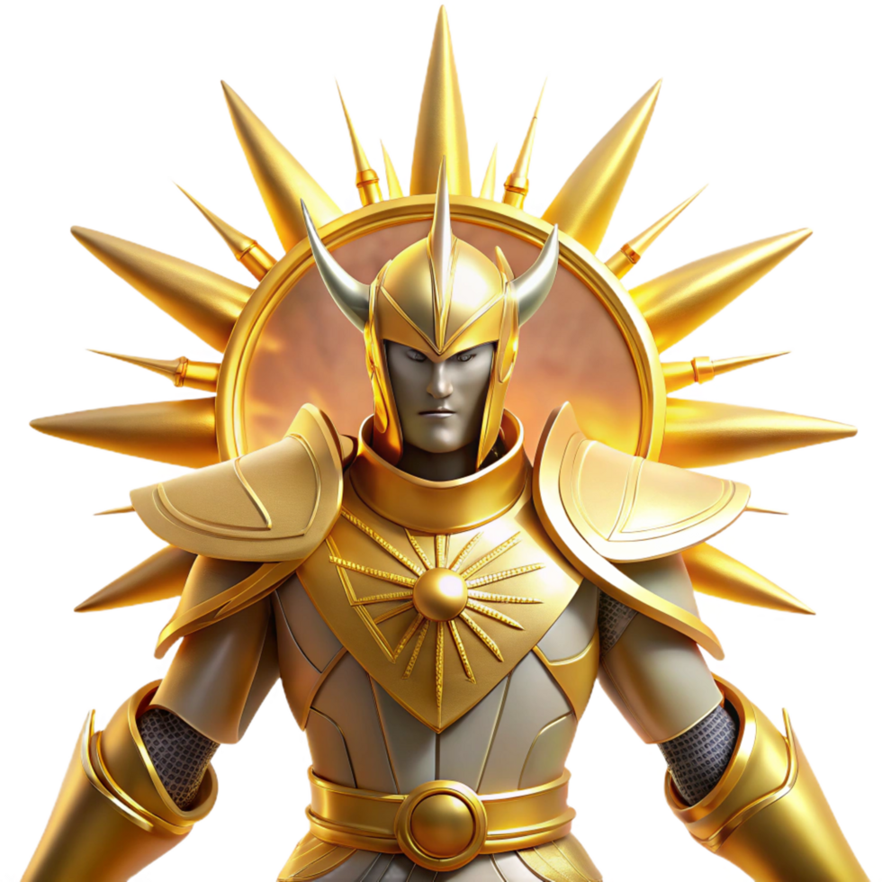 stunning rustic extraordinary classic Golden Sun God 3D Render detailed high resolution png