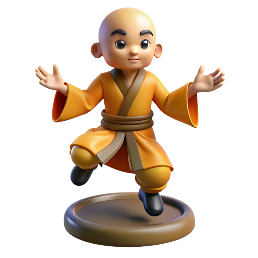 elegant minimalist elegant contemporary 3D Cartoon Monk Illustration premium genuine png
