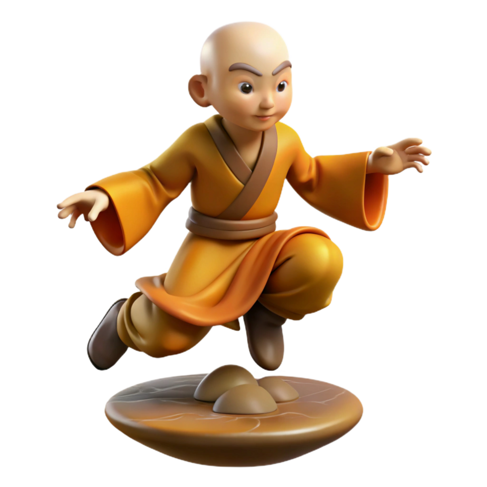 vibrant modern magnificent artistic 3D Render Young Monk Leaping original genuine png