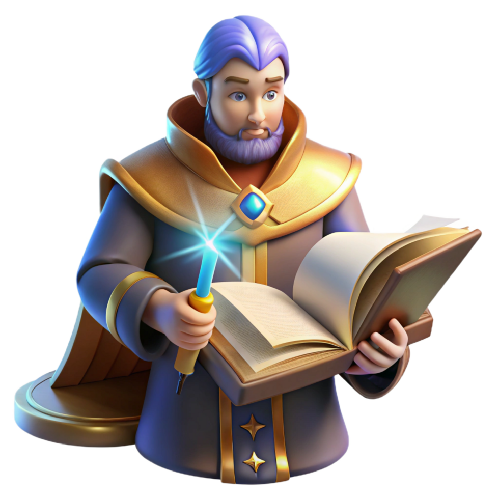 impressive minimalist wonderful abstract 3D Render Wizard Studying Book exclusive 4K png