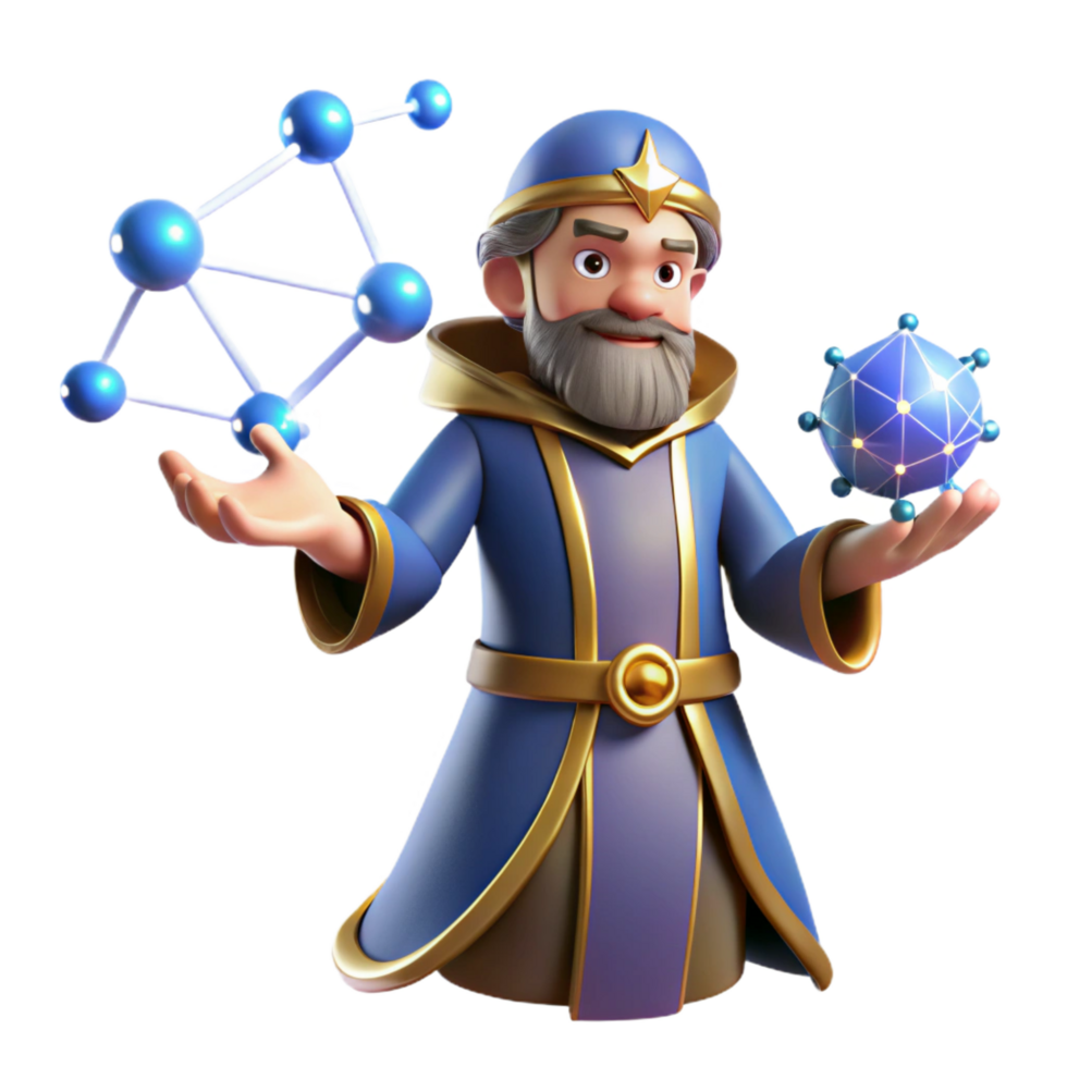 wonderful classic magnificent rustic Wizard 3D Render Molecular Structure authentic authentic png