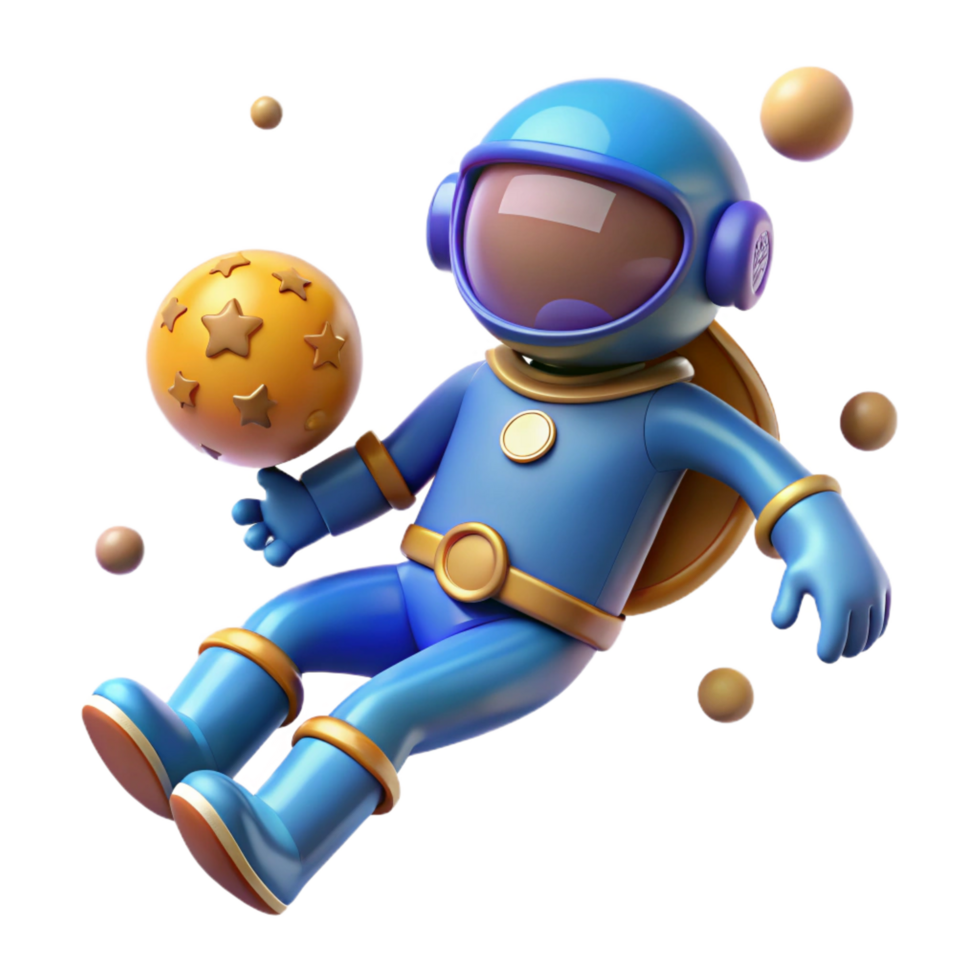 wonderful vintage impressive minimalist Cute Astronaut 3D Render original high resolution png