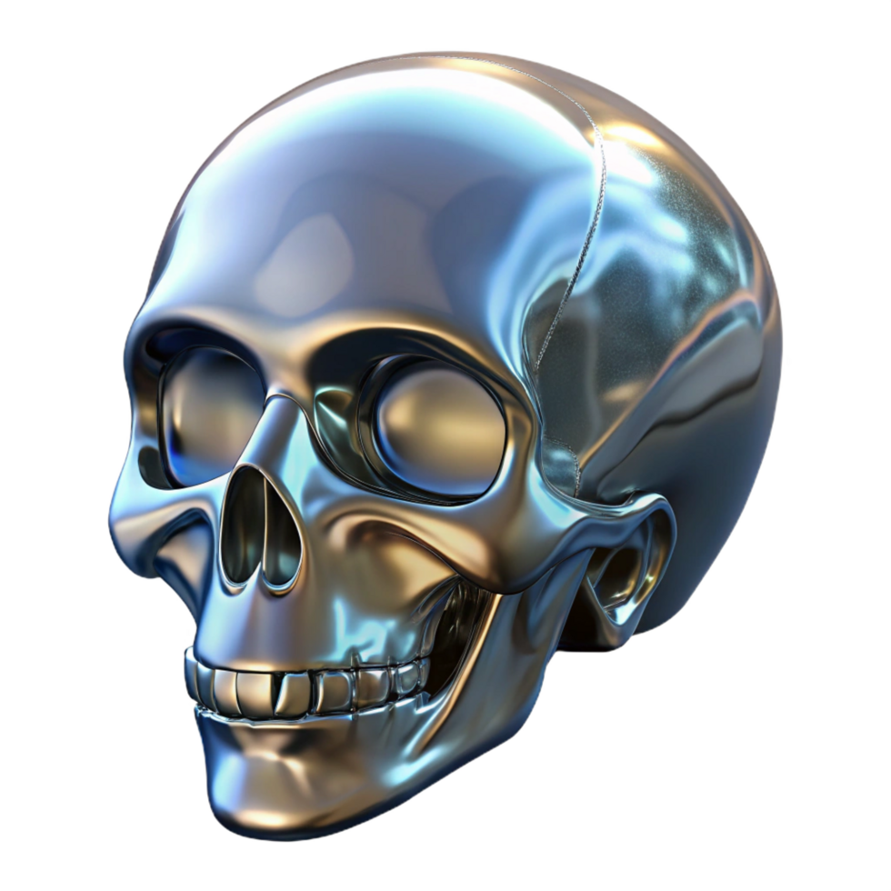 serene modern magnificent modern Metallic Skull 3D Render high quality premium png