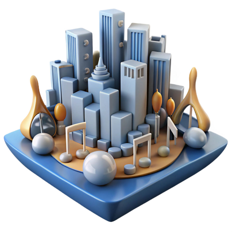 magnificent artistic dramatic traditional 3D Cityscape Illustration Musical Park genuine genuine png