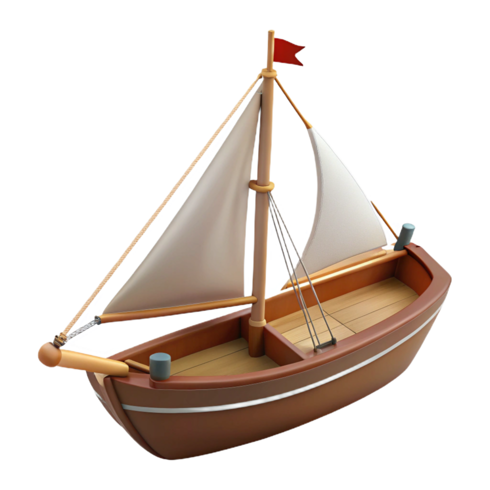 impressive abstract dramatic classic Wooden Sailboat 3D Render exclusive high quality png