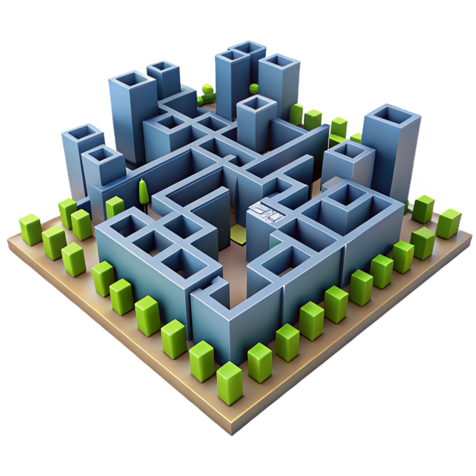extraordinary minimalist extraordinary minimalist 3D City Maze Illustration authentic detailed png