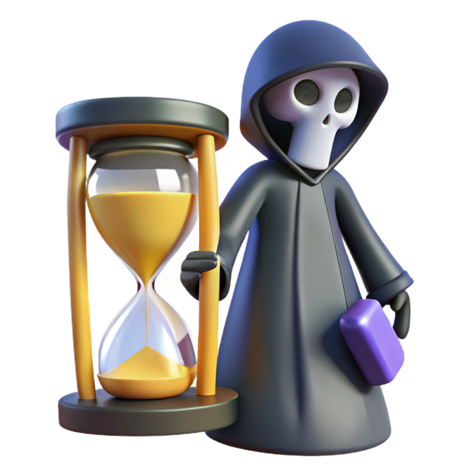 wonderful traditional beautiful traditional Grim Reaper 3D Illustration Time Sandglass genuine exclusive png
