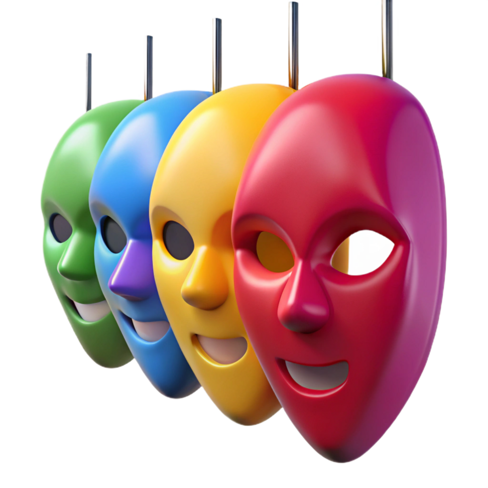 vibrant rustic impressive vintage Colorful 3D Masks Illustration original genuine png