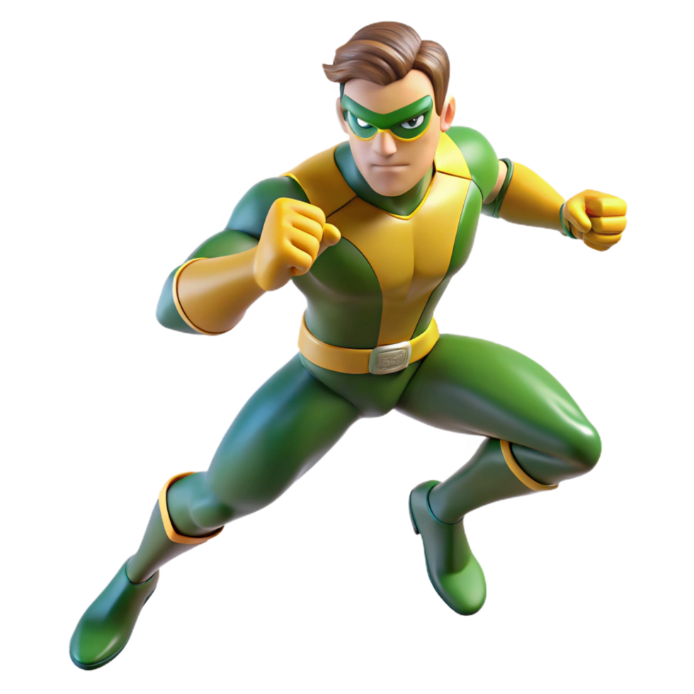 stunning traditional magnificent modern Green Superhero 3D Render authentic detailed png