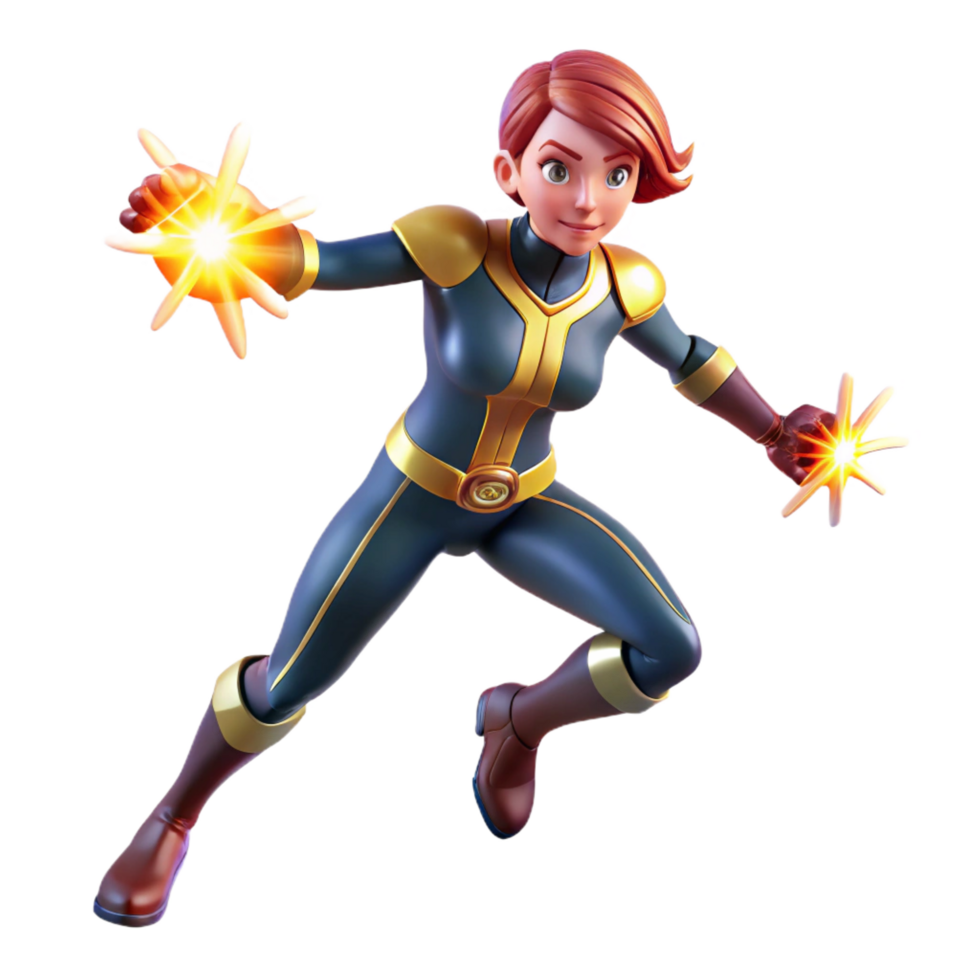 magnificent modern impressive traditional 3D Render Supergirl Action Pose authentic 4K png