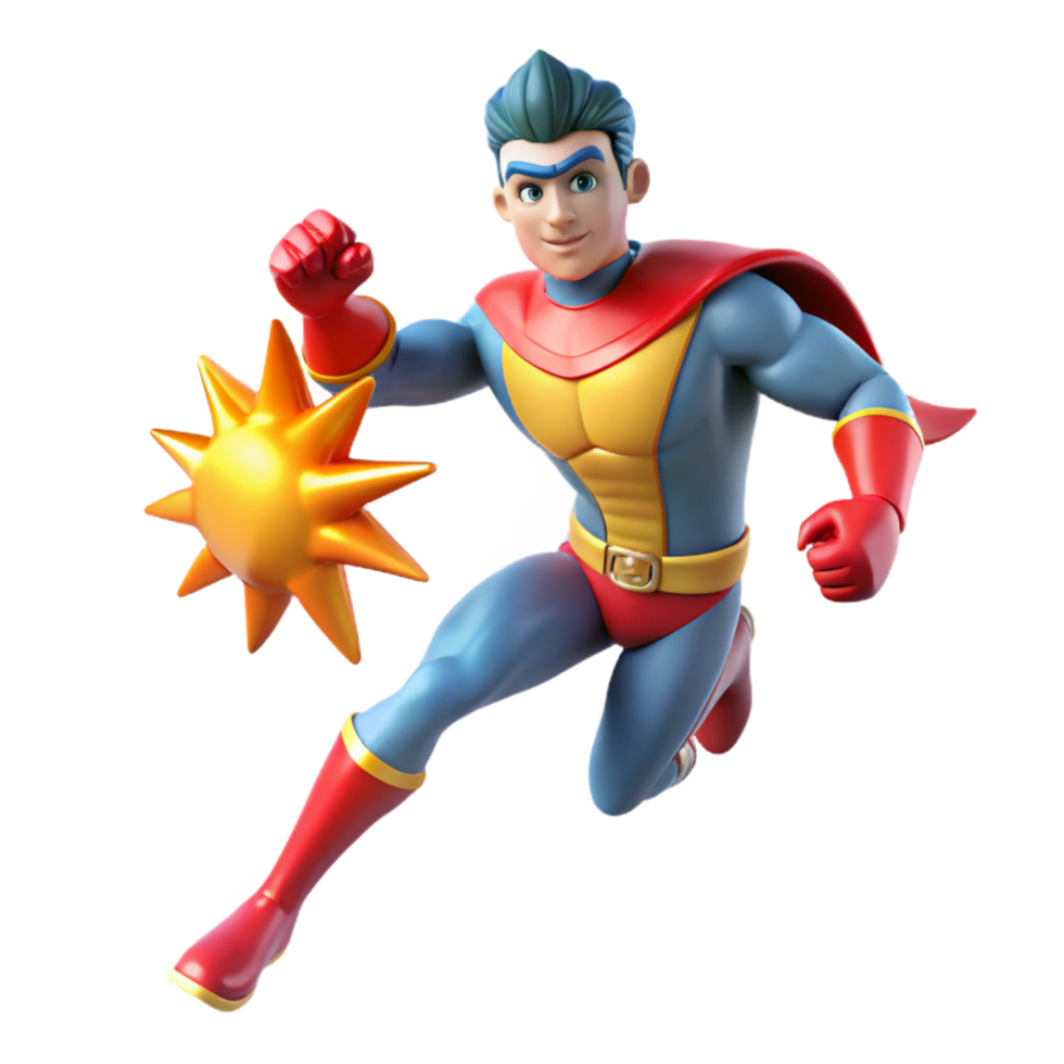 3D Superhero Illustration Dynamic Action Pose png