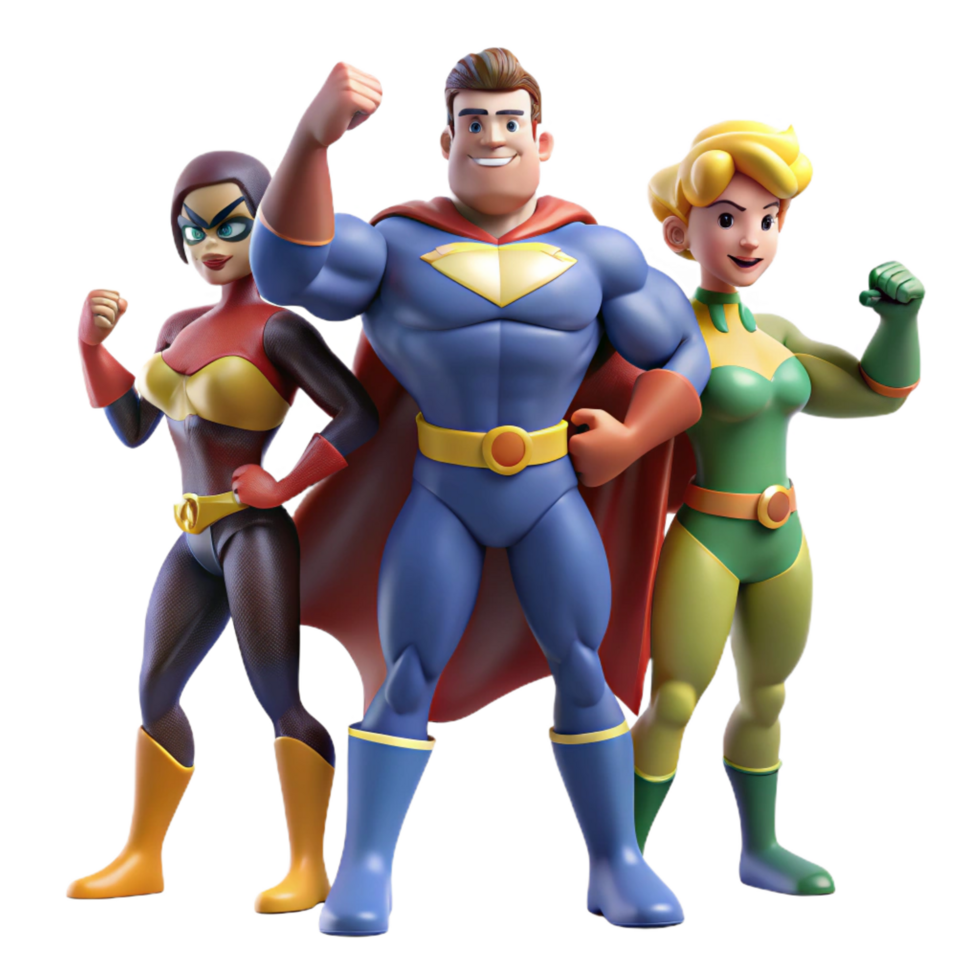 beautiful creative elegant modern Superhero Team 3D Illustration premium genuine png