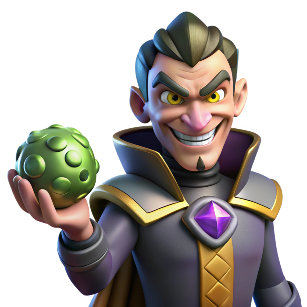 serene artistic serene contemporary 3D Cartoon Evil Wizard Render 4K authentic png