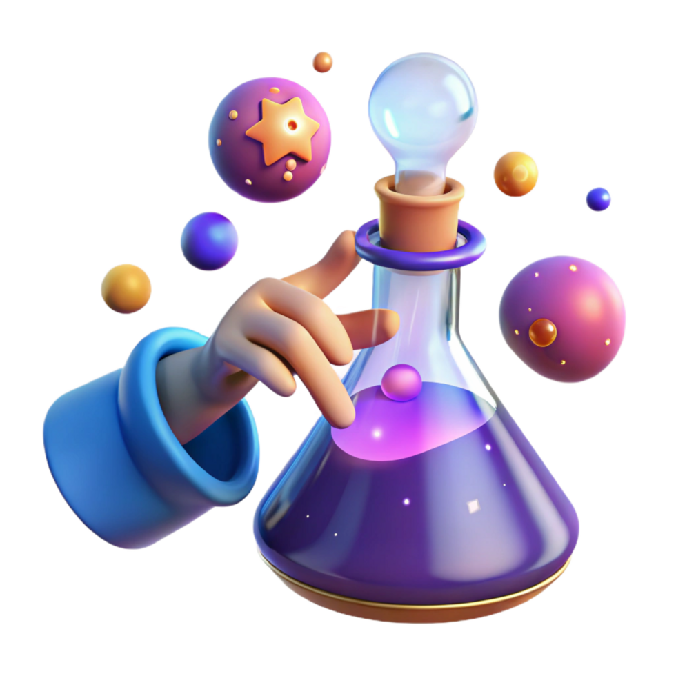 beautiful modern stunning modern 3D Cartoon Hand Exploring Magical Potion exclusive 4K png