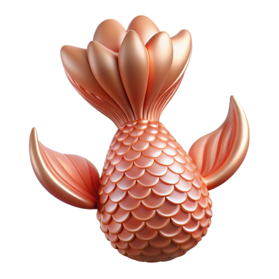 beautiful modern beautiful abstract 3D Render Rose Gold Fish Illustration 4K original png