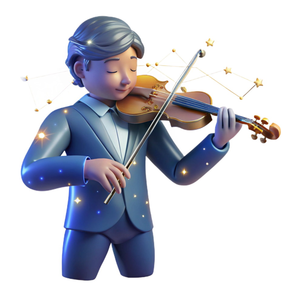Celestial Violinist 3D Illustration png
