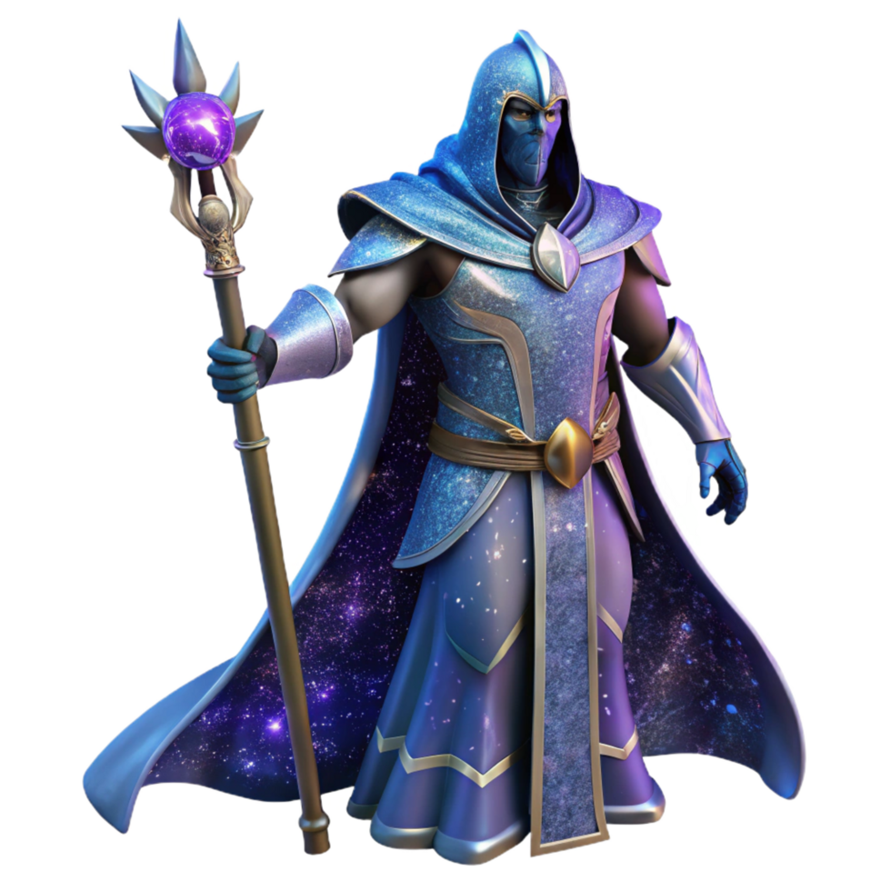 elegant minimalist beautiful modern Cosmic Mage 3D Render professional original png