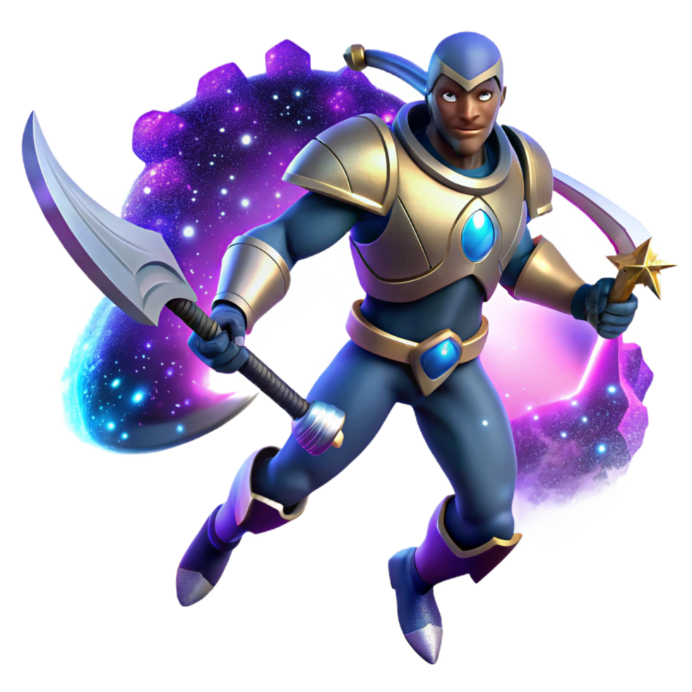 wonderful modern impressive abstract Cosmic Knight 3D Illustration authentic genuine png