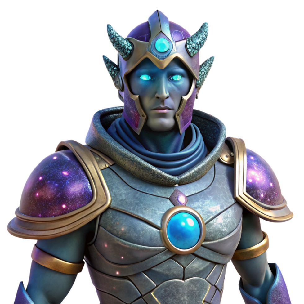 impressive classic extraordinary abstract Cosmic Knight 3D Render high resolution authentic png