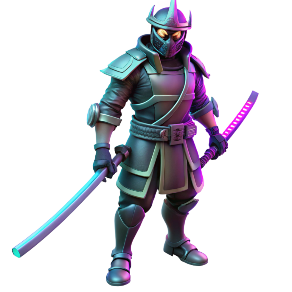 extraordinary artistic 3D Render Samurai Warrior Illustration authentic png