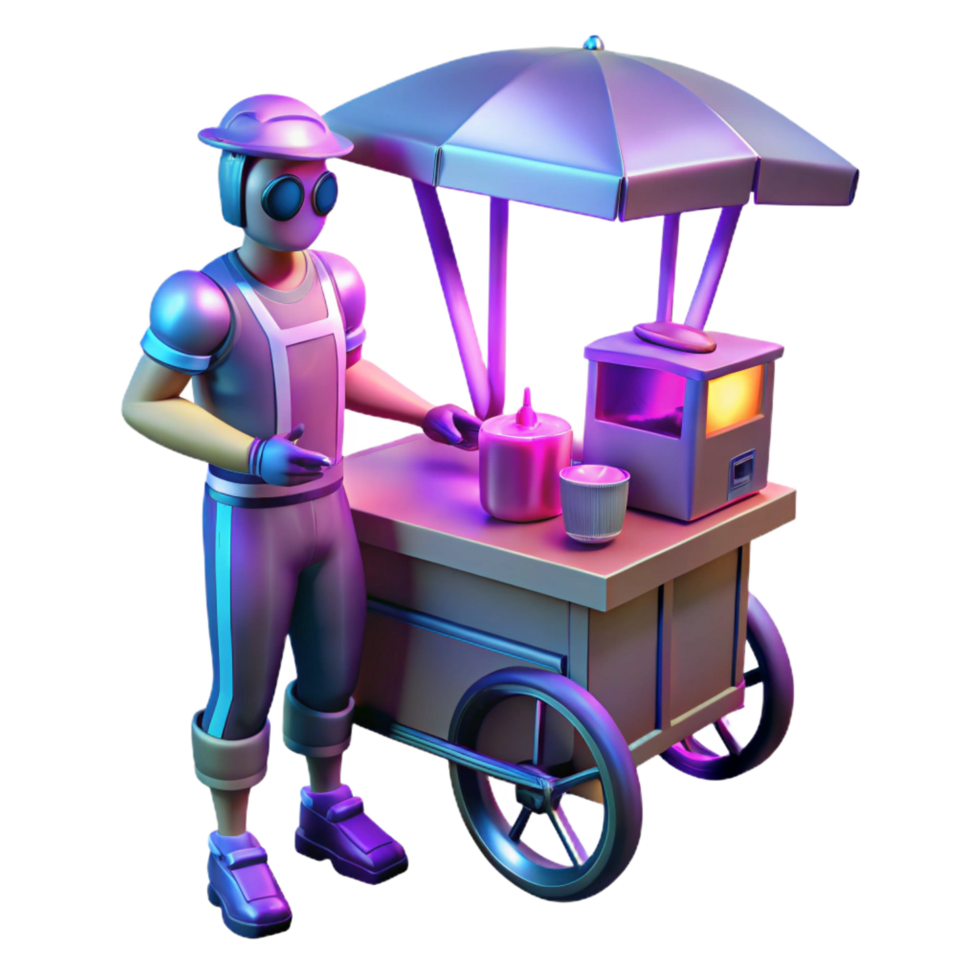 stunning contemporary 3D Illustration Food Cart Vendor high quality png