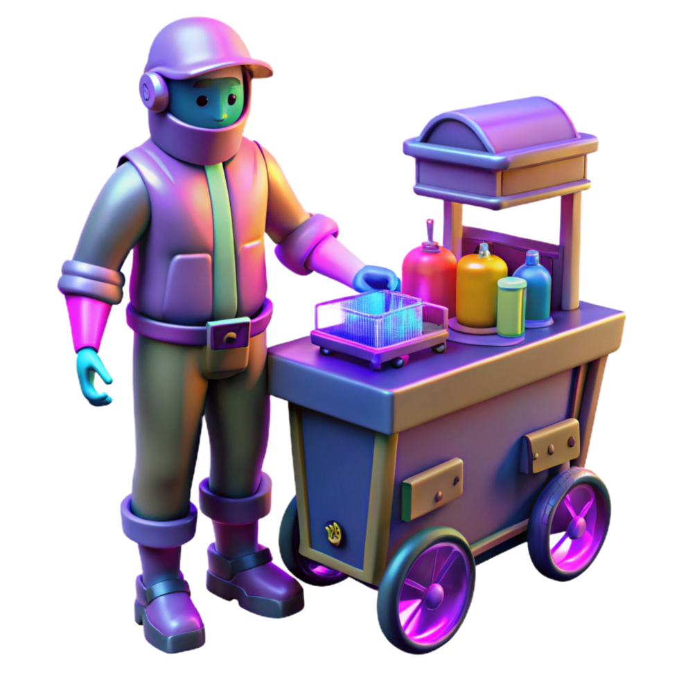 impressive rustic wonderful artistic 3D Render Astronaut at Drink Cart detailed genuine png