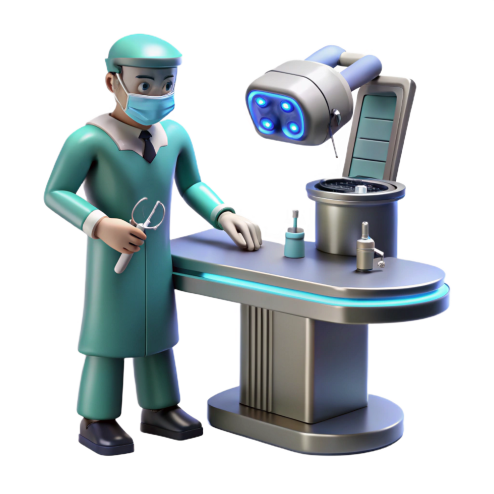 stunning classic 3D Illustration Surgeon Medical Robot authentic png