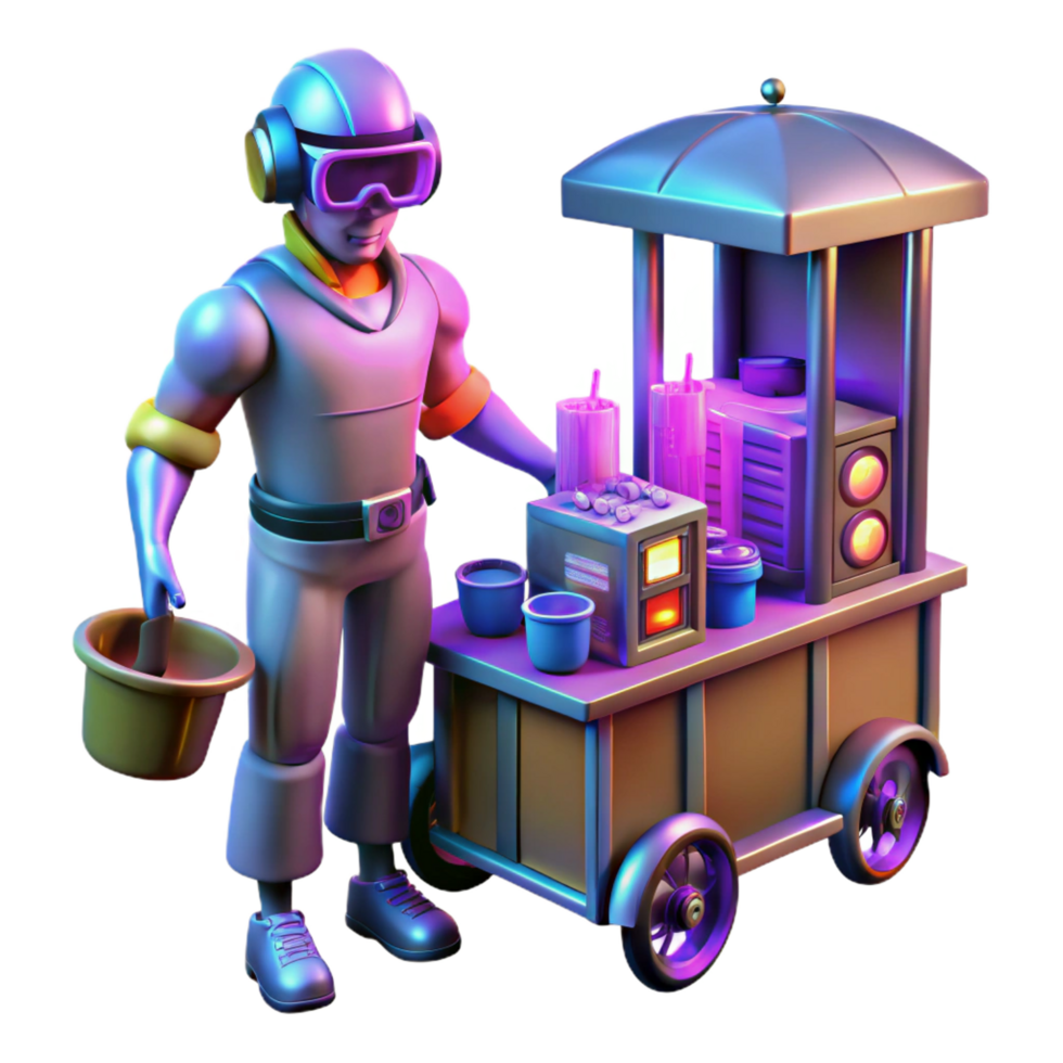 extraordinary rustic beautiful modern 3D Illustration Futuristic Drink Vendor genuine 4K png