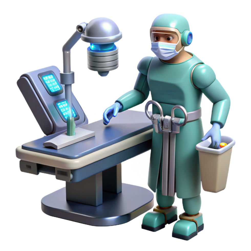 elegant modern serene traditional 3D Illustration Surgeon in Operation Room authentic high quality png