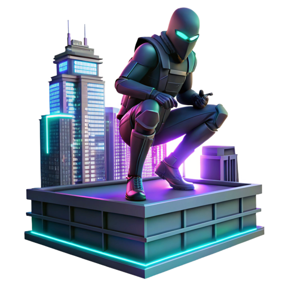 serene creative serene abstract Cyberpunk City Rooftop 3D Illustration high resolution genuine png
