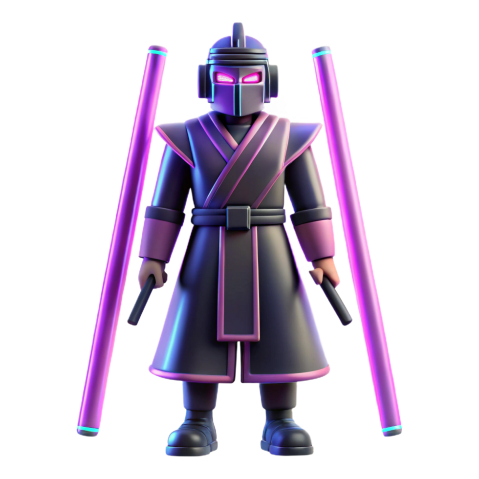 serene artistic magnificent minimalist 3D Render Neon Warrior Illustration original high resolution png