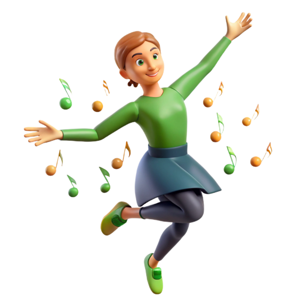 wonderful contemporary Joyful 3D Character Dancing with Music Notes genuine png