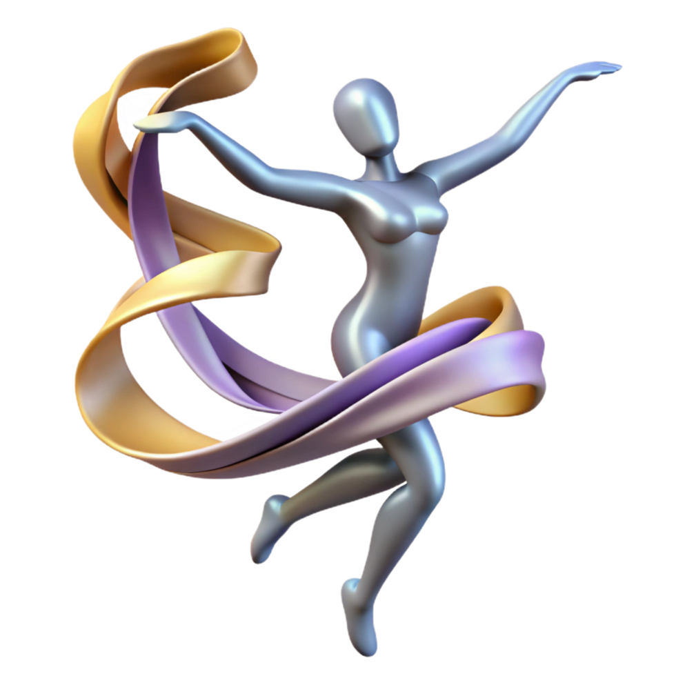 wonderful artistic wonderful rustic 3D Abstract Figure Dancing with Ribbons detailed high quality png