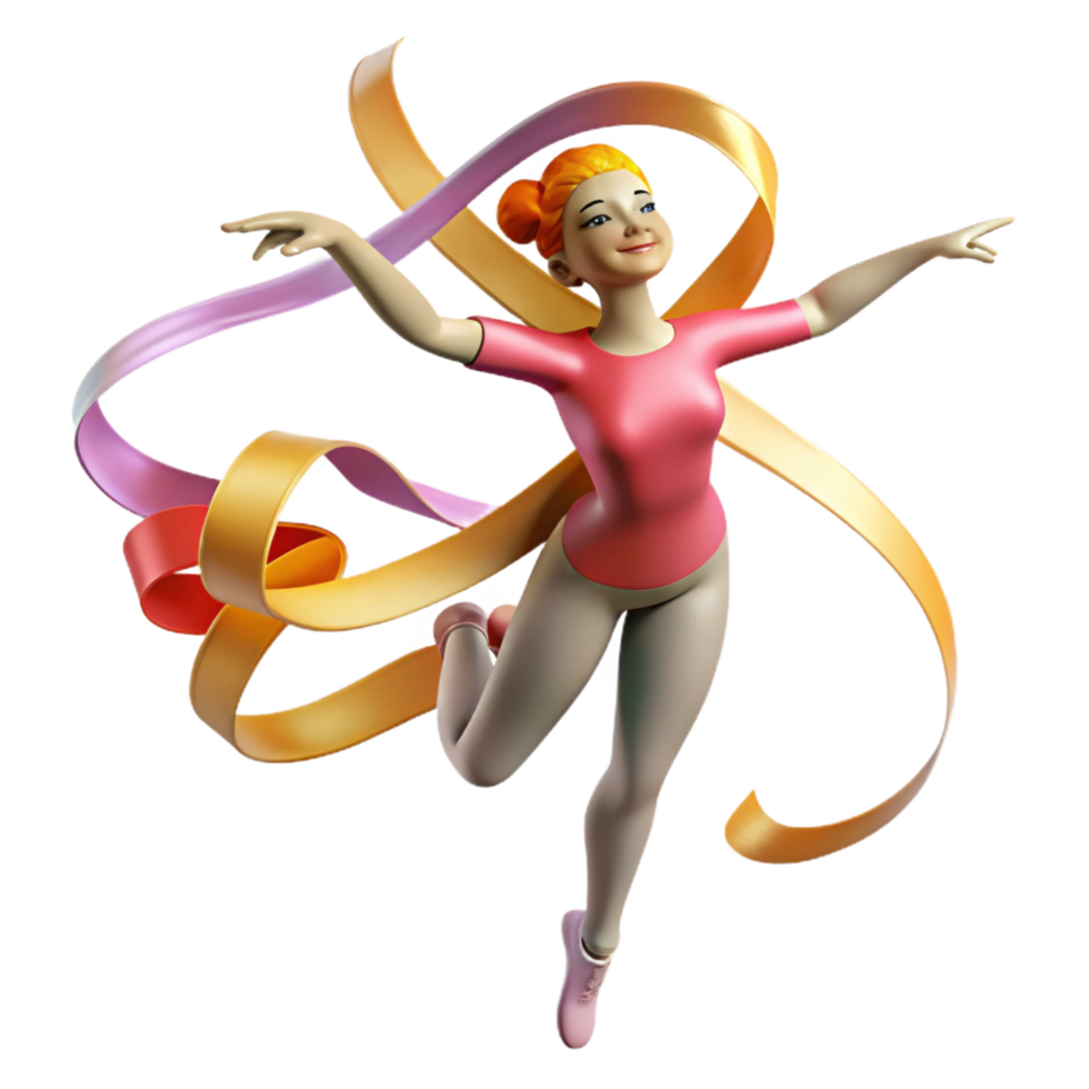 serene modern elegant abstract 3D Illustration Rhythmic Gymnast high quality premium png