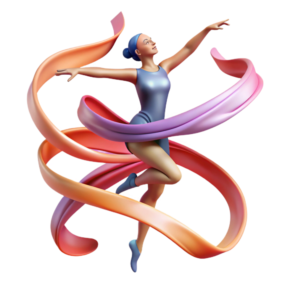elegant artistic elegant modern Dynamic 3D Illustration of a Dancer high quality professional png