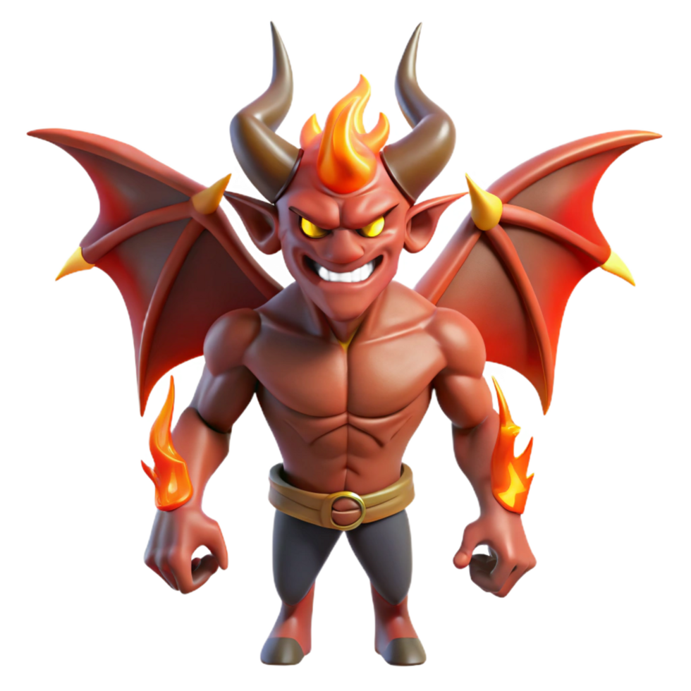 elegant modern stunning abstract Cartoon Devil 3D Render professional high resolution png