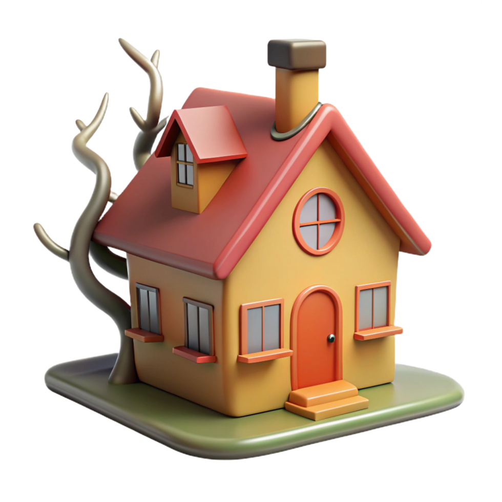 beautiful artistic extraordinary artistic Cartoon House 3D Render authentic genuine png