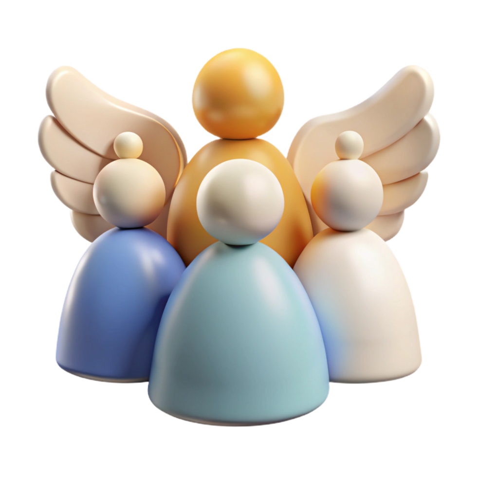 impressive rustic vibrant modern 3D Illustration Guardian Angel Figures professional 4K png