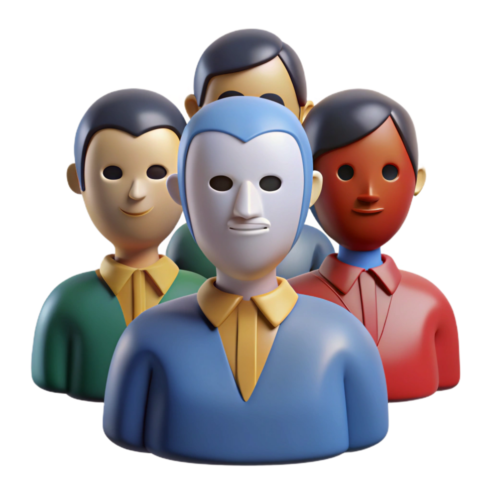 serene artistic stunning vintage 3D Render Diverse Group Avatar Illustration genuine professional png