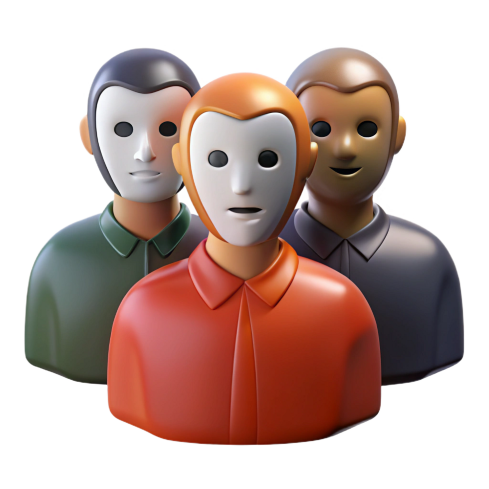 stunning abstract vibrant abstract 3D Illustration Anonymous Team Masked Figures professional original png