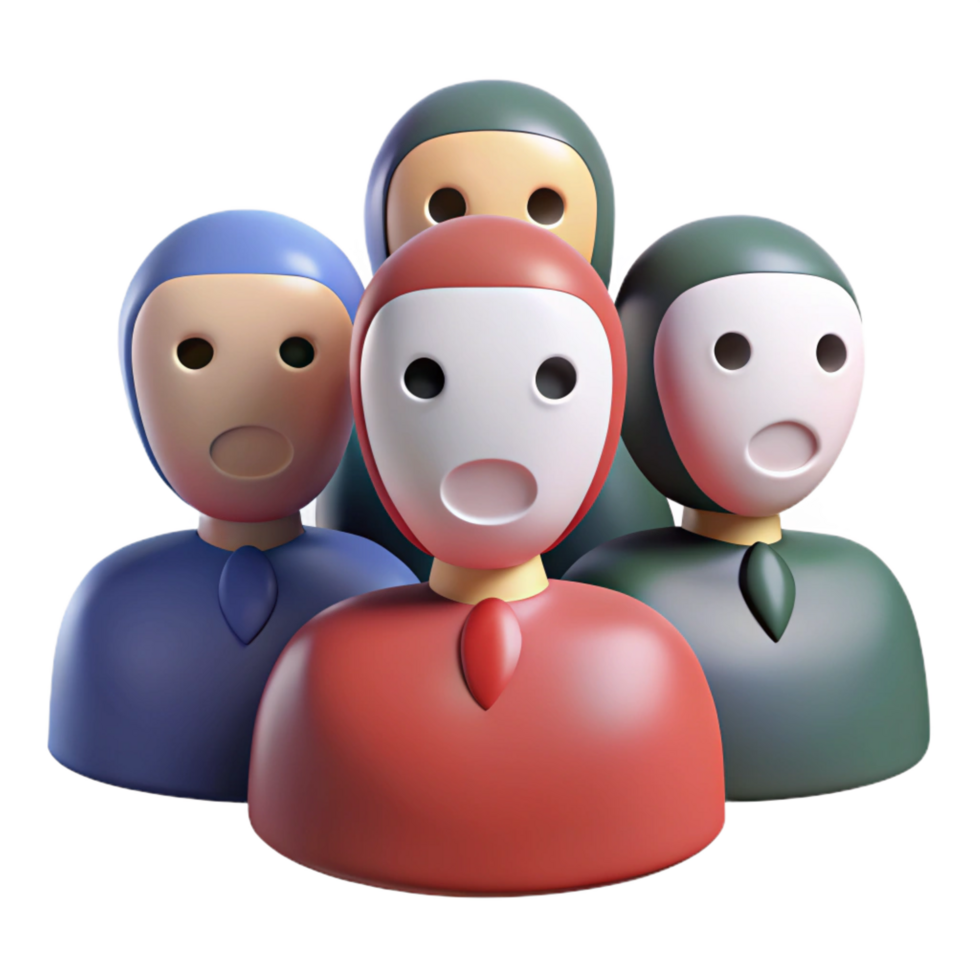 elegant minimalist impressive contemporary 3D Illustration Diverse Group Awed authentic 4K png