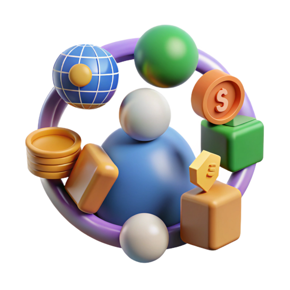 magnificent vintage serene modern 3D Abstract Global Finance Illustration original original png