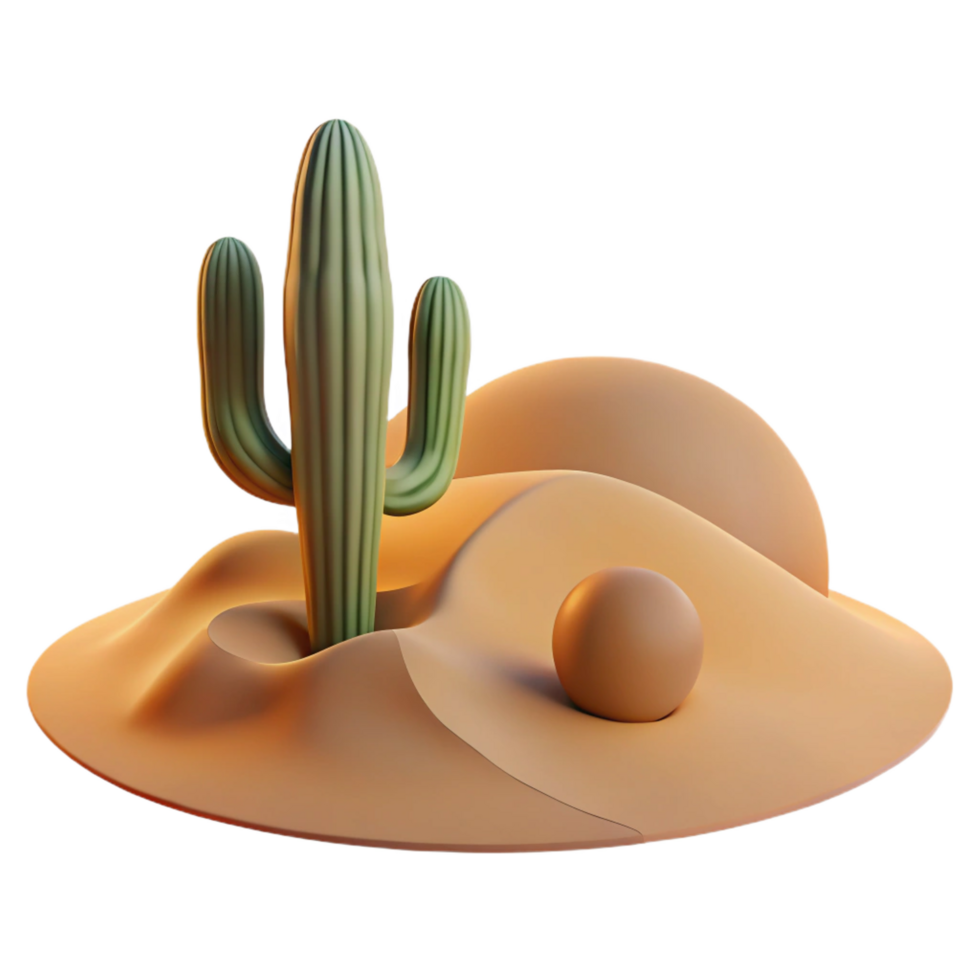vibrant artistic magnificent abstract 3D Render Desert Cactus Dune Landscape genuine original png