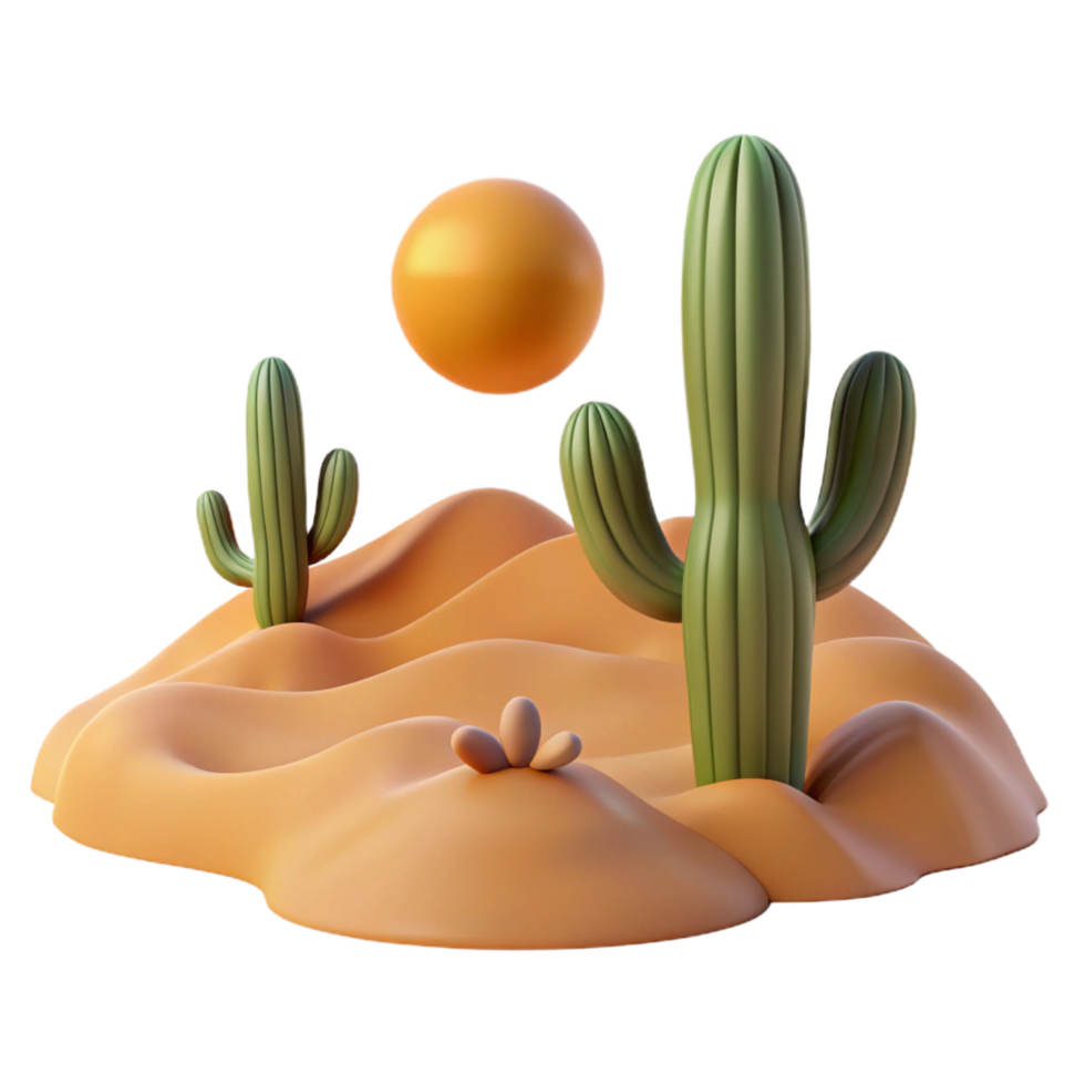 beautiful rustic impressive rustic 3D Desert Cactus Illustration 4K high quality png