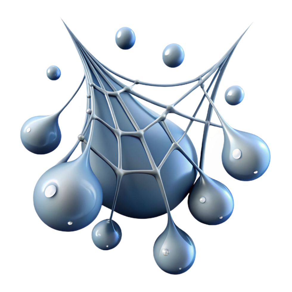 stunning abstract elegant modern Abstract 3D Render of Interconnected Droplets detailed high quality png