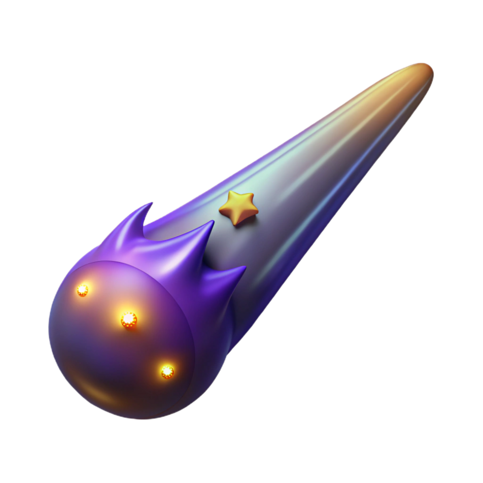 vibrant artistic vibrant vintage Purple Comet 3D Render high resolution original png