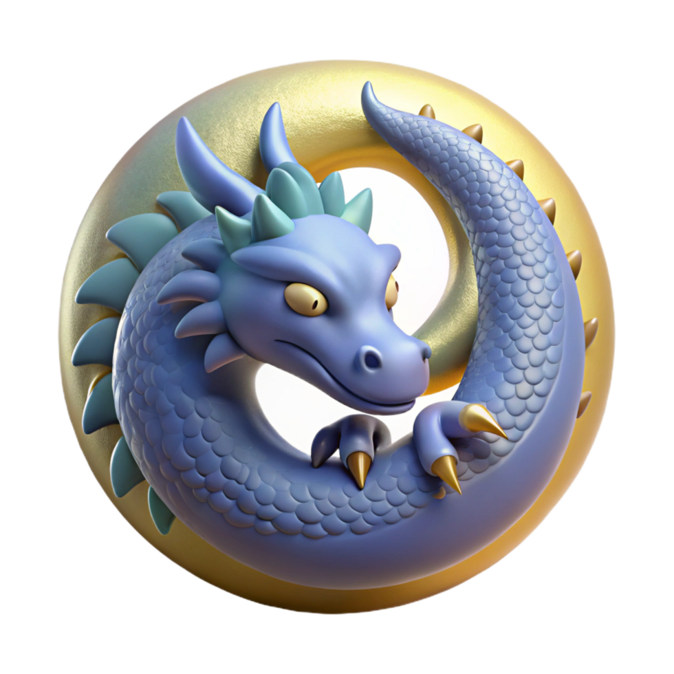 elegant classic extraordinary abstract 3D Render Blue Dragon Illustration authentic high resolution png