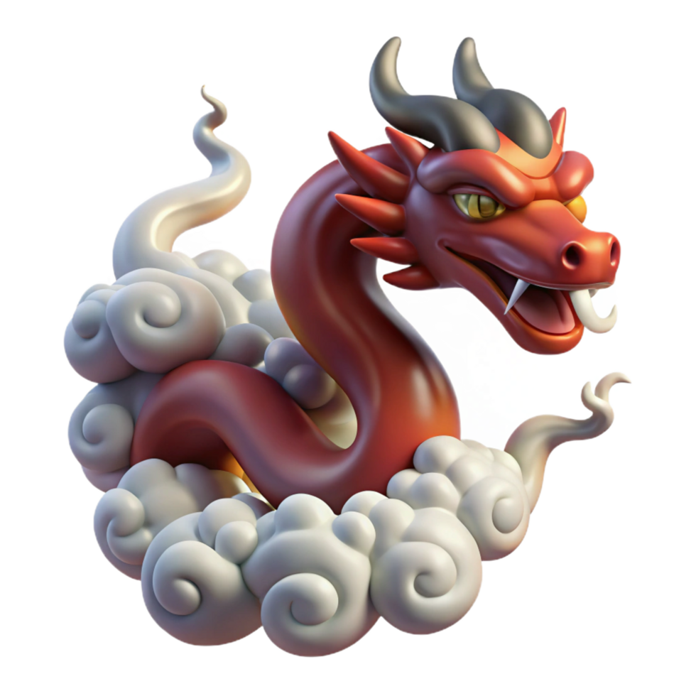 magnificent abstract vibrant abstract 3D Render Dragon in Clouds Illustration genuine premium png